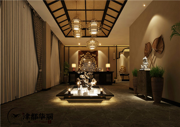 石嘴山养生会所设计案例分享|淳朴自然泰式风格下的轻松与惬意